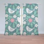 Záclony Červené kvítí s ptáčky: 2 ks - 150x250 cm - Sablio – Hledejceny.cz