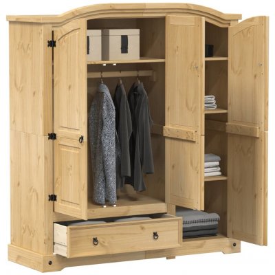 Šatní skříň Corona 151,5 x 52 x 170 cm masivní borové dřevo – Sleviste.cz