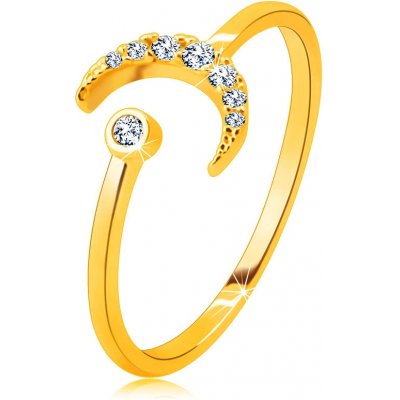 Šperky Eshop Prsten z zlata měsíc ozdobený zirkony kulatý zirkon v objímce otevřená ramena S4GG246.07 – Zboží Mobilmania