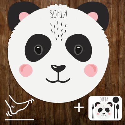 Inspio Hrací Podložka Černobílá panda zvířata medvědi a sovy černá bílá