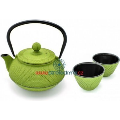 V.I.P. Sushi Litinová konvička Arare Green na čaj 600 ml + 2 šálky