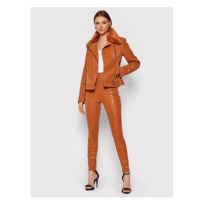 Guess Kalhoty z imitace kůže Priscilla W1BB08 WE5V0 Oranžová Extra Slim Fit – Zboží Mobilmania