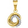 Přívěsky Šperky Eshop Přívěsek z kombinovaného zlata propletené kroužky čiré zirkony S5GG255.98