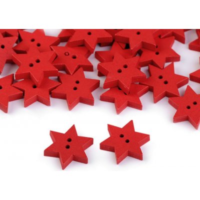 Dřevěný dekorační knoflík hvězda Varianta: 3 červená, Balení: 10 ks – Zboží Dáma