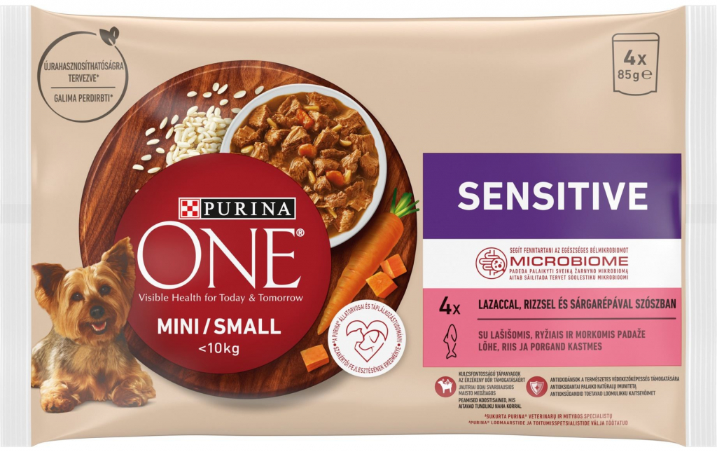 Purina ONE MINI Sensitive/Delicate kapsičky s lososem 4 x 85 g