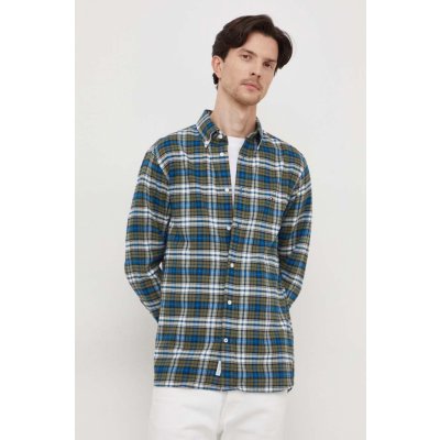 Tommy Hilfiger bavlněná košile regular s límečkem button-down MW0MW32890 zelená – Zboží Mobilmania