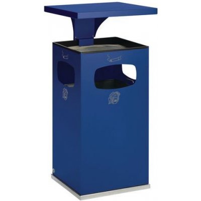 Manutan Expert Kovový venkovní odpadkový koš s popelníkem 72 l modrý