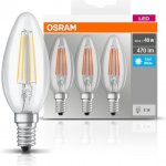 Osram sada 3x LED filamentová žárovka E14, Candle, 4W, 470lm, 4000K, neutrální bílá – Hledejceny.cz