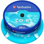 Verbatim CD-R 700MB 52x, Printable, spindle, 25ks (43439) – Zboží Živě