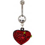 Šperky eshop piercing do břicha srdíčko motiv jahoda a růže F17.8 – Sleviste.cz