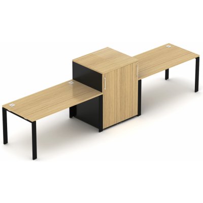 Nábytek Designový cz DEBZ17U Kancelářská sestava EPIC Z17 U volitelná délka stolů 160/180 cm dub černá – Zboží Dáma