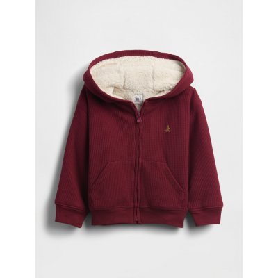 GAP Baby zateplená mikina s vaflovým vzorem Červená – Sleviste.cz