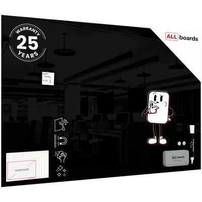 Allboards TS120x90BK Skleněná tabule 120 x 90 cm – Zboží Dáma