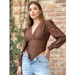 Dámske saténové čokoládové s výstrihom – Zbozi.Blesk.cz