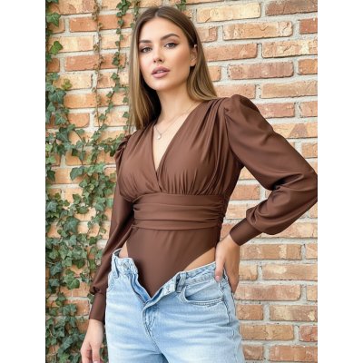 Dámske saténové čokoládové s výstrihom – Zbozi.Blesk.cz