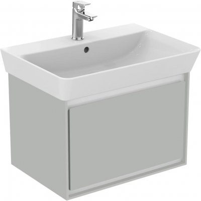 Ideal Standard Connect Air- Skříňka pod umyvadlo CUBE 65cm, 1 zásuvka, Lesklý světle šedý + matný bílý lak E0847EQ – Zboží Mobilmania