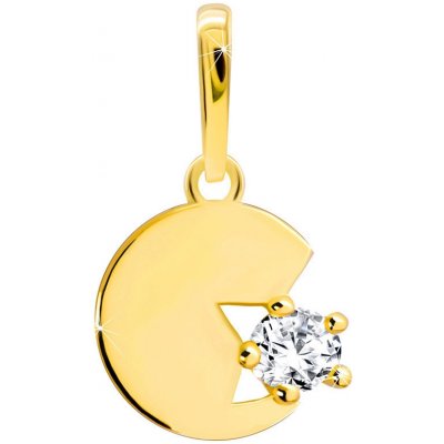 Šperky Eshop Zlatý přívěsek ve žlutém provedení, plochý kruh s neúplným hvězdičkovým výřezem a kulatým zirkonem S3GG250.24