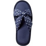 Blancheporte ploché pantofle s mašlí a otevřenou špičkou, potisk puntíků námořnická modrá – Zboží Dáma