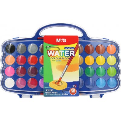 M&G Barvy vodové 38 barev (30 mm) + paletka a štětec 469659 – Zboží Dáma