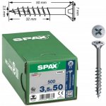SPAX vruty 3,5x50mm Pz zápustná hlava, částečný závit, pozink – Hledejceny.cz