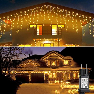 ROSNEK 4x0.6M LED světelná opona teplé bílé světlo řetězu světlo net vnitřní venkovní zahradní vánoční osvětlení Deco