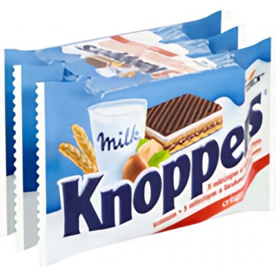Knoppers Oplatky s mléčným a lískooříškovým krémem 3 x 25 g – Zboží Dáma