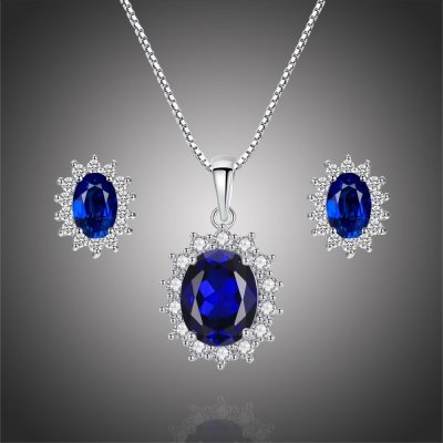 Grace Silver Jewellery stříbrná souprava šperků Swarovski Elements Kate SET2061 modrá