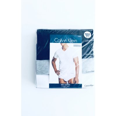 Calvin Klein V-Neck bavlněná trika s mini nápisem 4 ks černé – Zboží Mobilmania