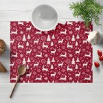 Biante Sametové prostírání Tamara TMR-045 Vánoční jeleni a stromky na červeném 35x45cm – Zboží Dáma