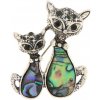 Brož Biju brož sedící kočky zdobené umělým kamenem a zirkony 9001545
