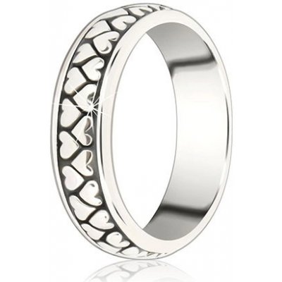 Šperky eshop Stříbrný prsten 925 dvě řady otočených srdíček s patinou H16.17 – Zboží Mobilmania