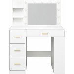 Aga toaletní stolek se zrcadlem a osvětlením matný bílý MRDT19 – Hledejceny.cz