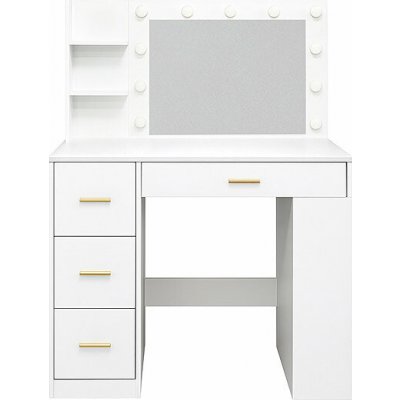 Aga toaletní stolek se zrcadlem a osvětlením matný bílý MRDT19 – Hledejceny.cz