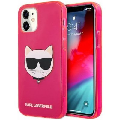 Karl Lagerfeld iPhone 12 mini Glitter Choupette Fluo růžové