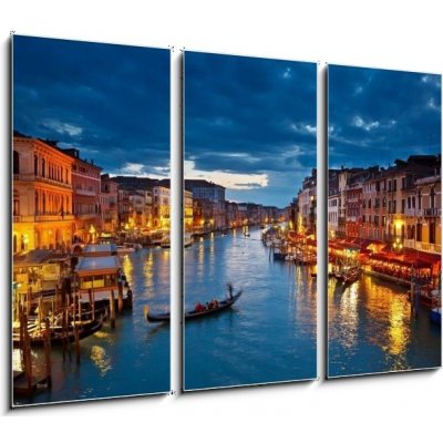 Obraz 3D třídílný - 105 x 70 cm - Grand Canal at night, Venice Velký kanál v noci, Benátky – Hledejceny.cz