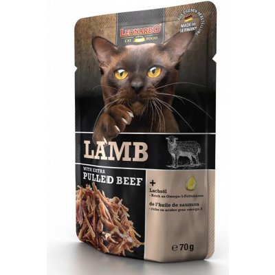 Leonardo jehněčí a extra trhané hovězí 70 g – Sleviste.cz