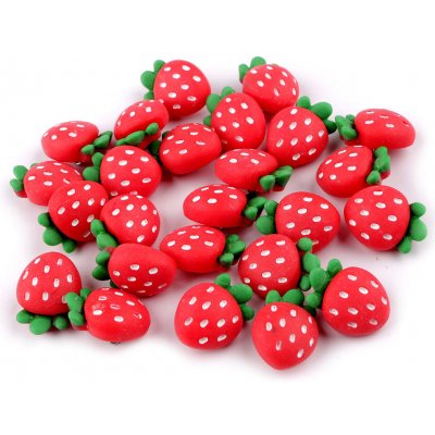 Knoflík 3D jahoda velikost 34" Varianta: červená, Balení: 25 ks – Zboží Dáma