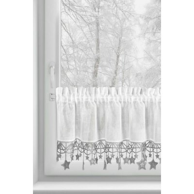 VÁNOČNÍ VITRÁŽKOVÁ ZÁCLONA 2 STŘÍBRNÁ 30X150CM TUNEL – Hledejceny.cz
