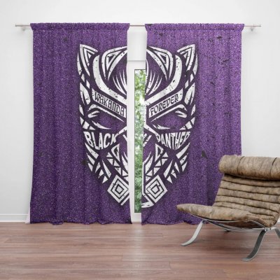 Sablio Závěs BLACK PANTHER wakanda forever Bílý: 2ks 140x250cm – Hledejceny.cz