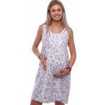 Bílá noční košilka bez rukávů s hnědým květinovým vzorem na knoflíky pro těhotné a kojící ženy 1C4039 hnědá – Hledejceny.cz