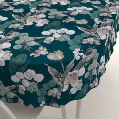 Biante Teflonový oválný ubrus TF-058 Květy s eukalyptem na tmavě zeleném 120x180cm – Hledejceny.cz