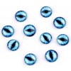 Krejčovská panna Skleněné oči k nalepení kočka, drak Ø10 a 12 mm - (10 mm) modrá azurová (10 ks)