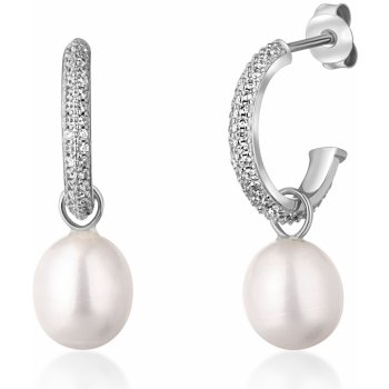 JwL Luxury Pearls nádherné stříbrné kruhy s pravými perlami JL0770