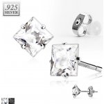 Šperky Eshop puzetkové náušnice z stříbra lesklý zirkon ve tvaru čtverce vsazený mezi čtyřmi kolíčky Q10.8 – Zboží Mobilmania