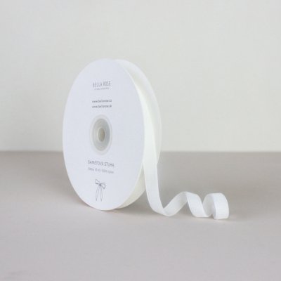 Bella Rose Sametová stuha 1 cm – Cream (10 m), krémová barva, textil – Zboží Mobilmania