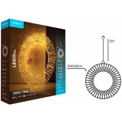 Modee ML-C5002 720LED D40cm velký kruh vánoční dekorace, teplá IP44 – Hledejceny.cz