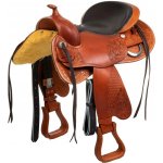 FREEMAX Westernové sedlo ROUND COW LEATHER SADDLE koňak – Zboží Dáma
