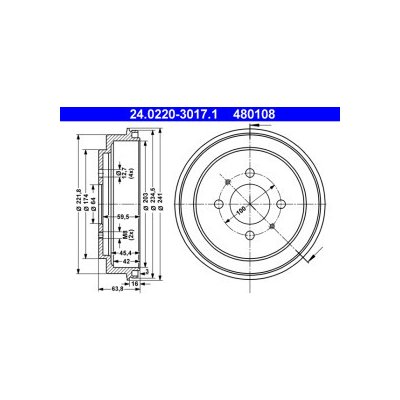 ATE brzdový buben 24.0220-3017.1