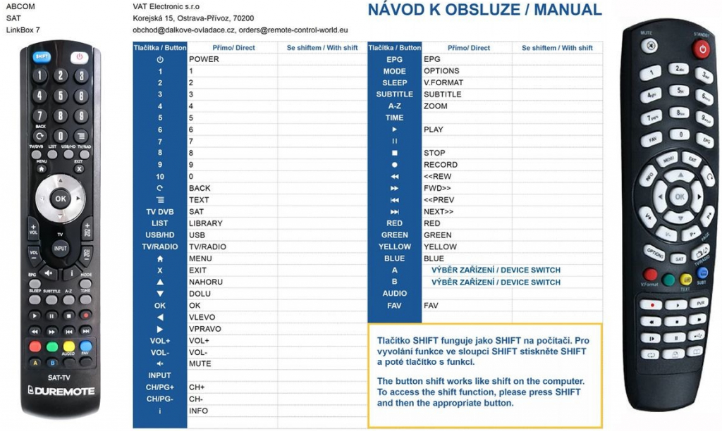 Dálkový ovladač General ABCOM LINKBOX 7