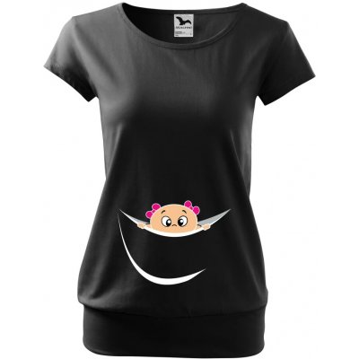 Těhotenské tričko Holčička z bříška černá – Zboží Dáma